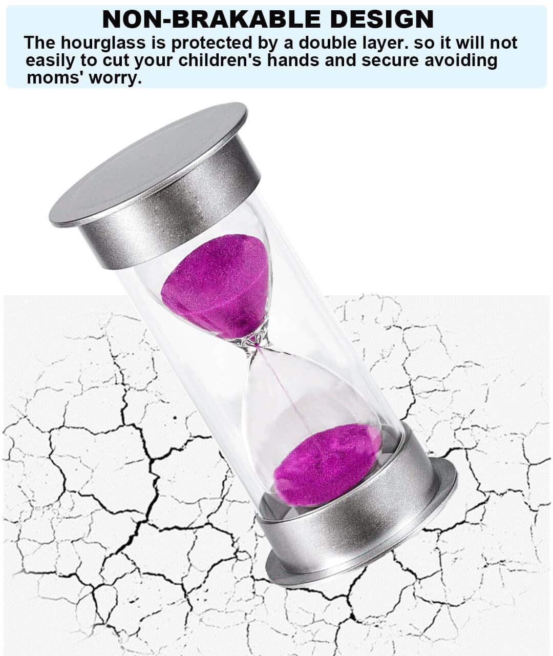 Suliao Sand Timer 1 Minute Hourglass, Unbreakable Colorful Sand Watch 1 Min, Large Purple Sand Clock One Minute, Plastic Hour Gl